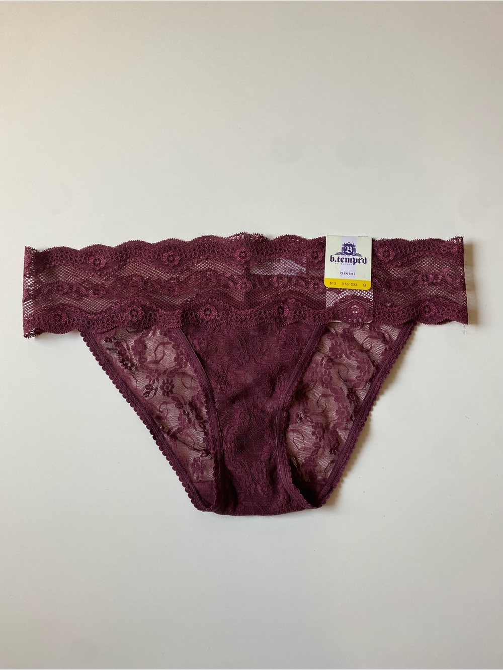 b.tempt'd Lace Bikini Panty - Wine NWT